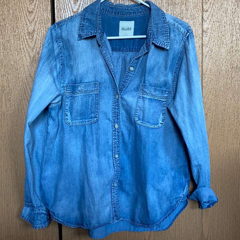 Soft denim button down shirt